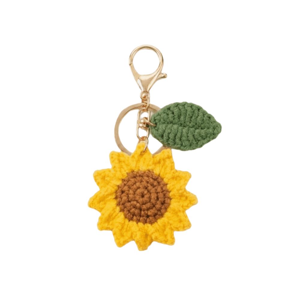Cotton Crochet Sunflower Pendant Fabric Bag Lanyard Charm Cute Knitted Keychain  Daily