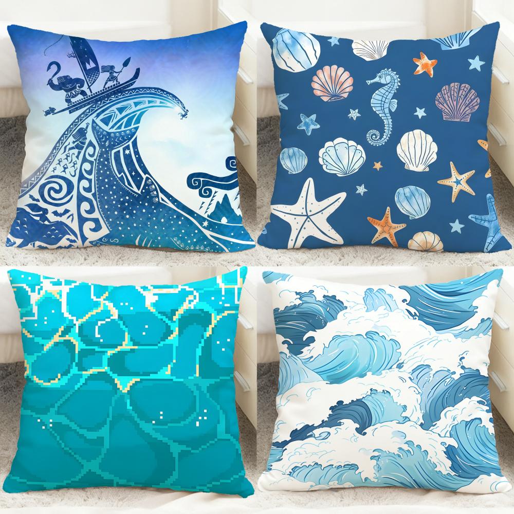 Light blue ocean ripple Cushion Cover Comfortable Reversible Pillow Cover Ideal for Car Sofa Bedroom Beyond