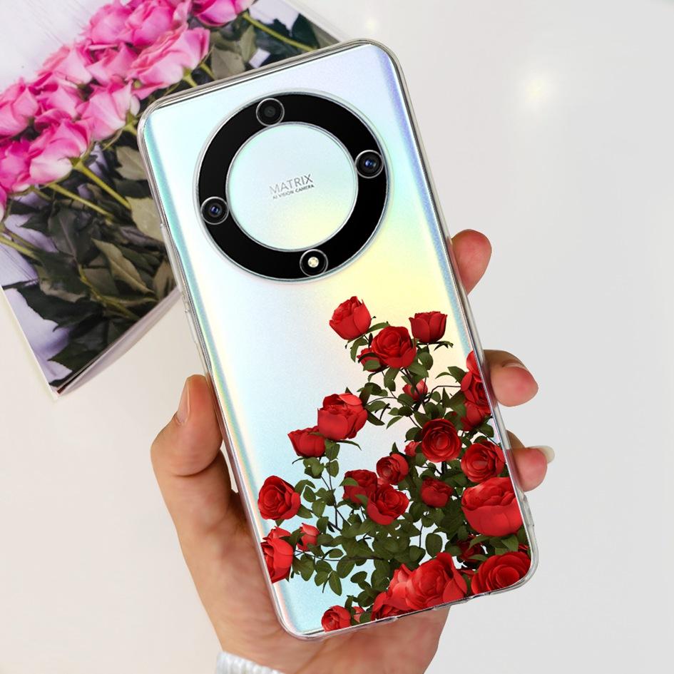 Чехол для Honor X9b 5G ALI-NX1 Популярный Цветок Мягкий Прозрачный Силиконовый TPU Чехол для Honor X9a RMO-NX1 HonorX9 ANY-NX1 Ударопрочный Funda