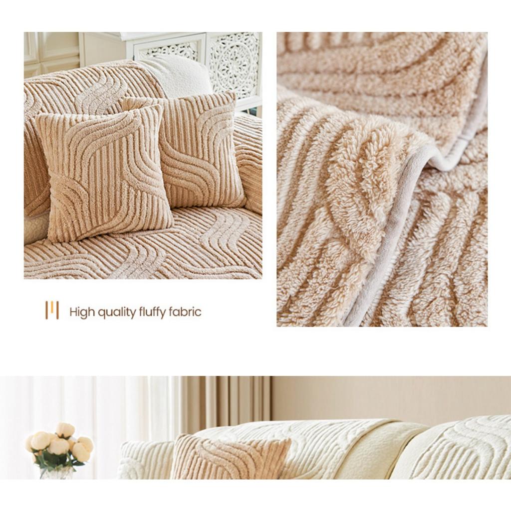 Bohemian Style Thick Plush Sofa Cover -Machine Washable, Pet Friendly, Non Slip Sofa Protection Cover, Decoration for Living Room, Bedroom, and Office