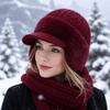 Windproof Women's Winter Hat Faux Rabbit Fur Knit Visor Beanie  Autumn Winter Outdoor