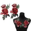 2Pcs/Set Rose Flowers Patch Floral Embroidered Applique Patches Sew On For Diy