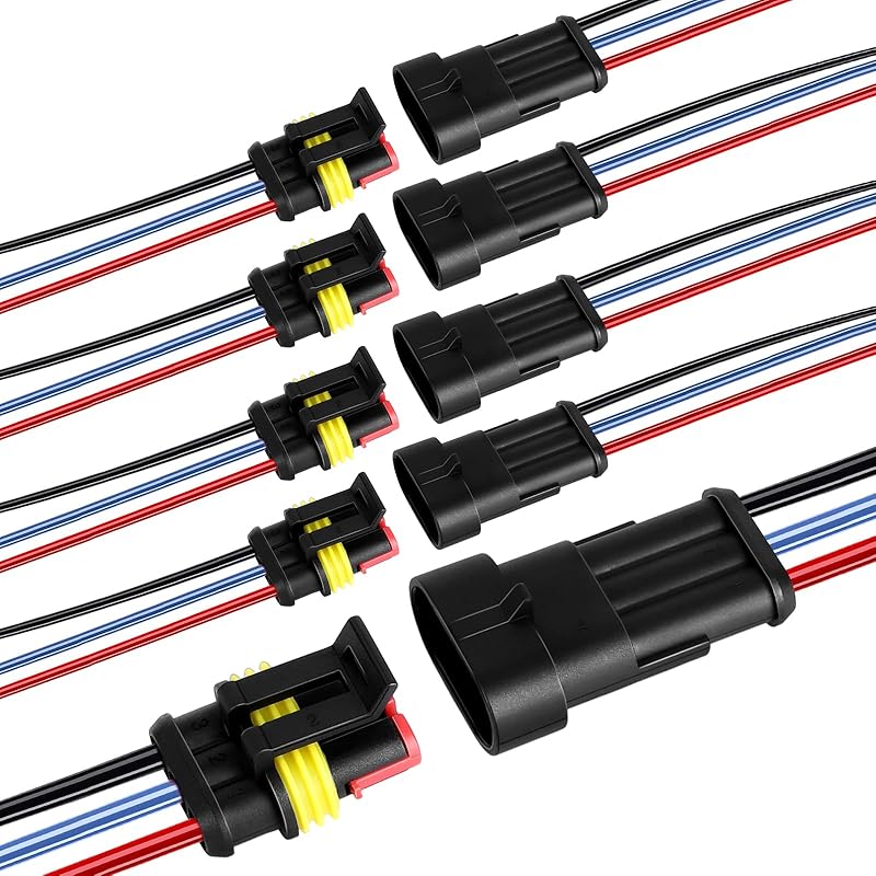 Водонепроницаемый 2-контактный разъем, 18AWG 10см штекерный и гнездовой разъем для проводов, подходит для автомобиля, грузовика, лодки и различных применений (5 шт.)