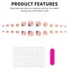 24Pcs French Style Butterfly Toe Nails with Rhinestones Embedded Wearable Artificial Nail Tips for Women