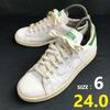 Кожаные кроссовки Stan Smith 24 US6 бело-зеленые низкие(ИСПОЛЬЗОВАЛ)