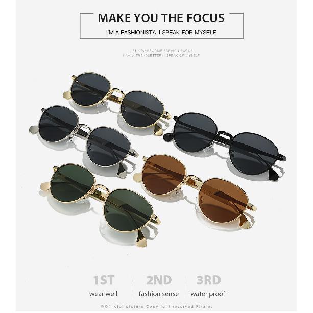 Oval small frame sunglasses, UV protection, metal retro eyewear, suitable for outdoor photography