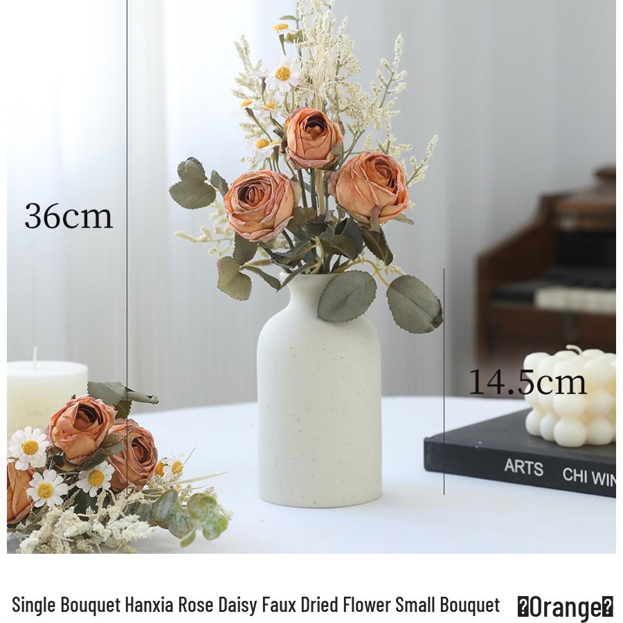 Artificial Rose & Daisy Bouquet - Dried Floral Arrangement for Living Room, Dining Table, or Coffee Table Decor.