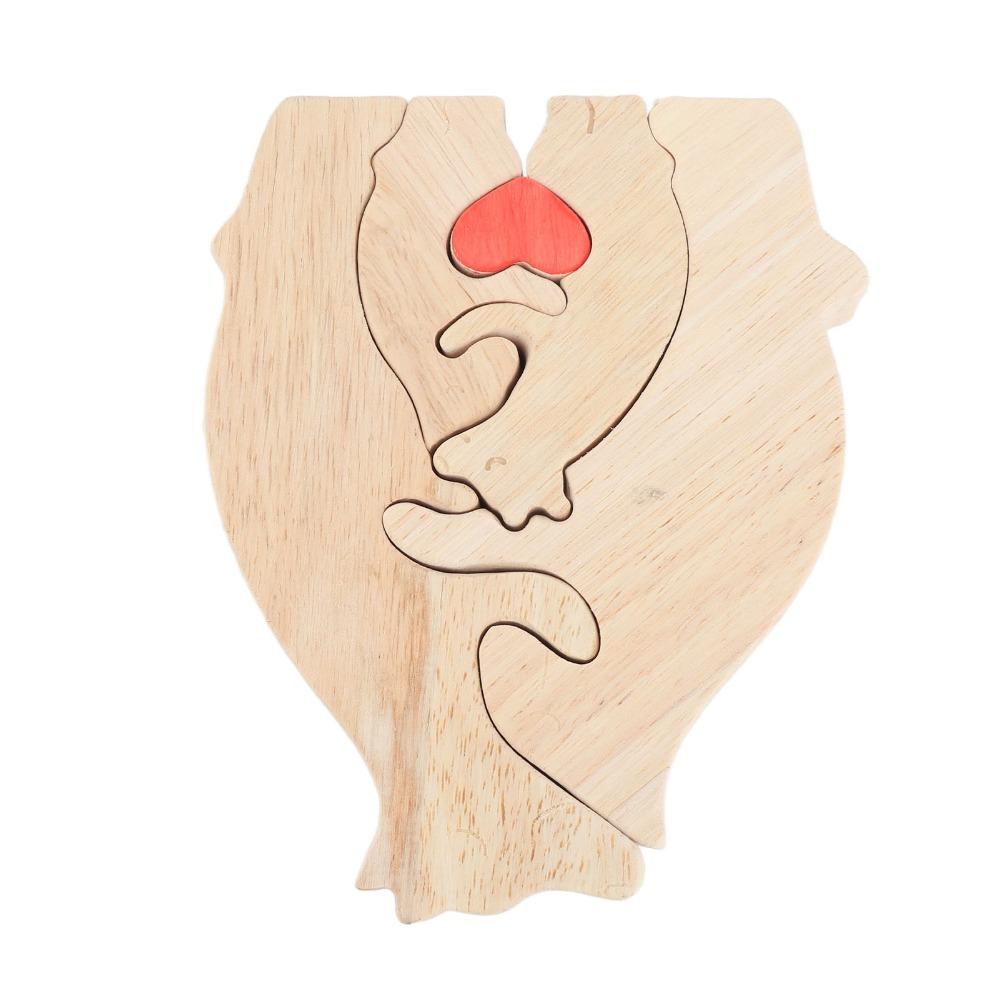 4.72x5.91x0.79in Beech Wood Bear Puzzle Ornament Cabinet Surface Layout Craft