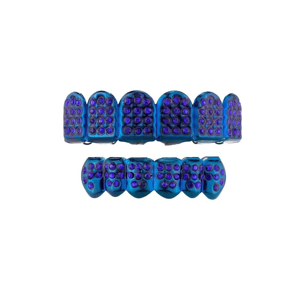 Glossy Finish Teeth Grillz Top Bottom Set Eco-friendly Copper Teeth Jewelry Rapper