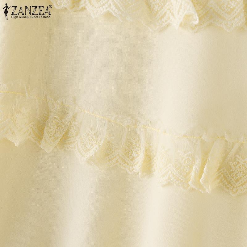 ZANZEA Женская мода круглый вырез длинный рукав многослойный оборчатый пуловер толстовки