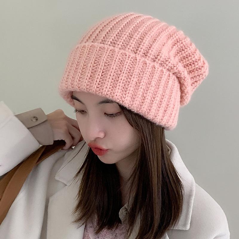 Korean Style Women's Winter Wool Hat: Thick, Warm, Casual Knitted Design for Autumn & Winter