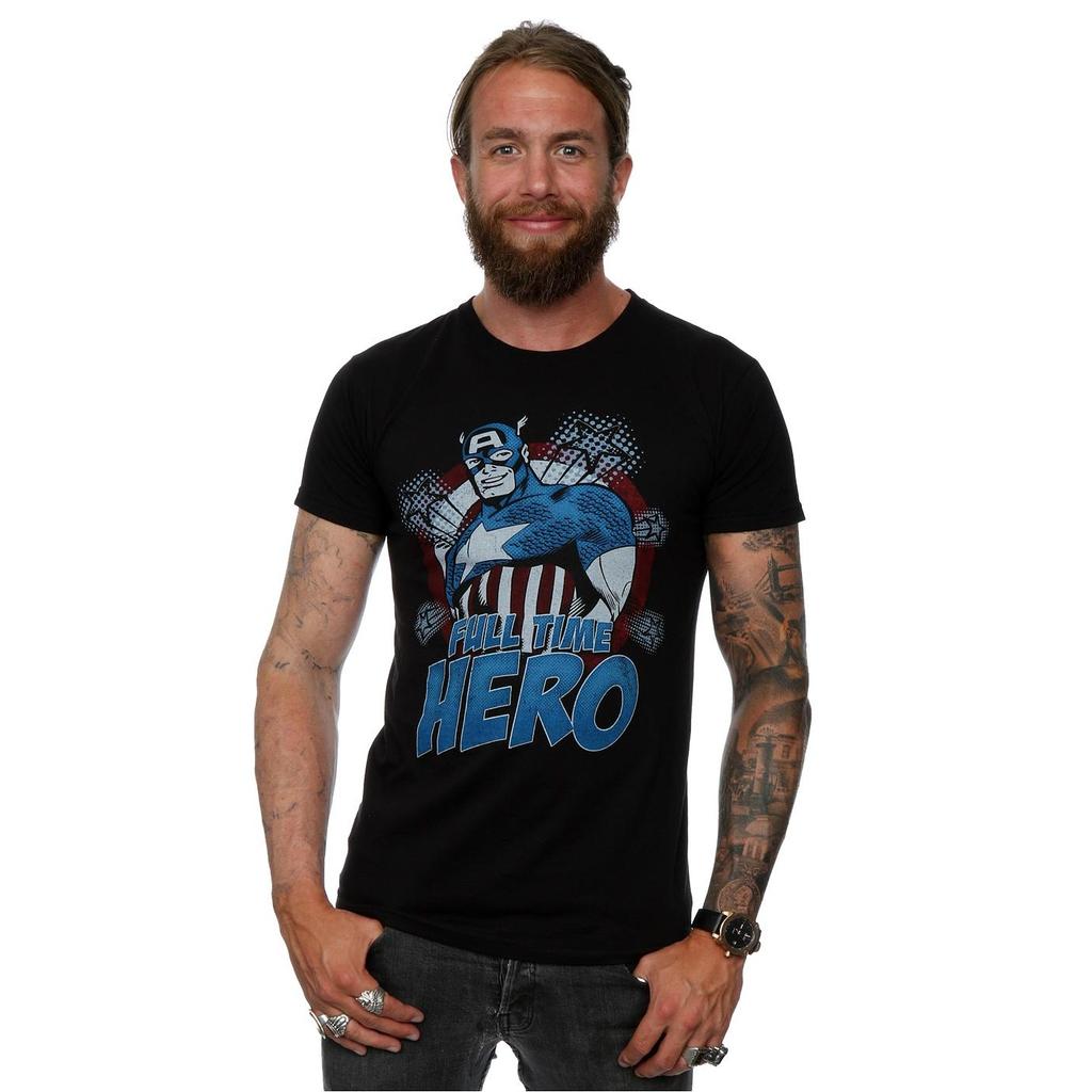 Marvel Mens Captain America Full Time Hero T-Shirt