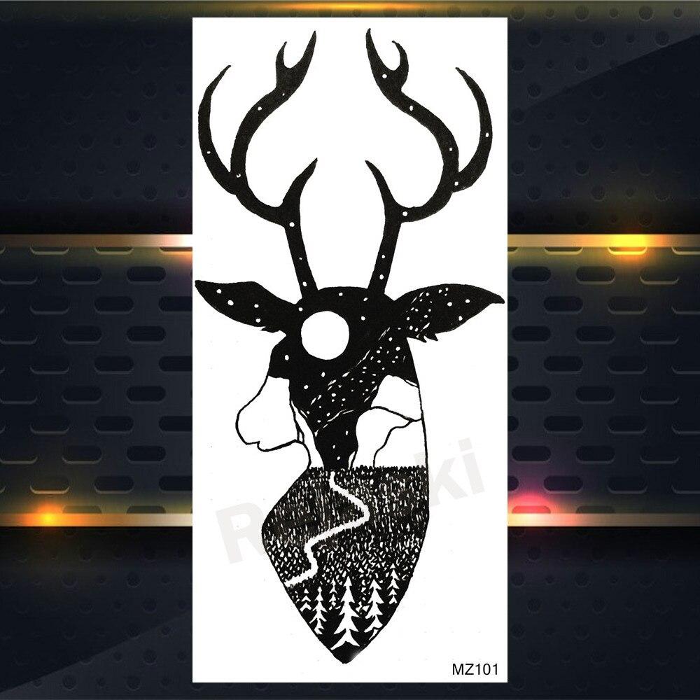 Временные татуировки с изображением орла для мужчин и женщин, волк, черное животное, татуировка, тигр, лесной лось, геометрия, гора, поддельные татуировки, скорпион, руки, руки