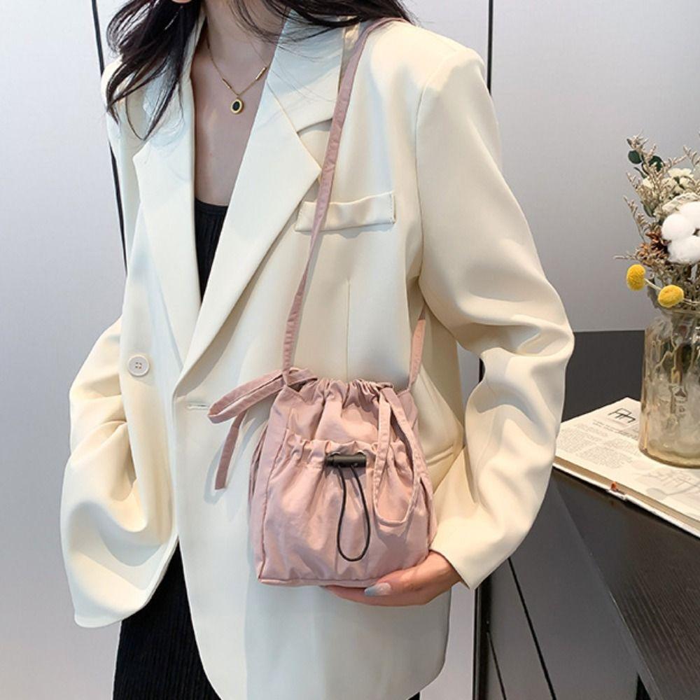 Crossbody Bag Nylon Shoulder Bag Purse Mobile Phone Bag Casual Drawstring Canvas Bag Travel