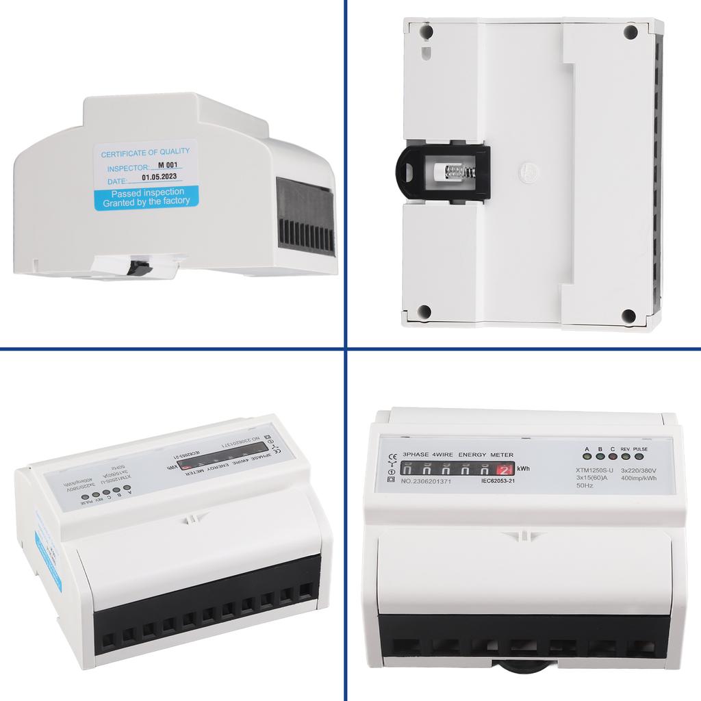 1 pcs 220V 380V Digital 3 phase 4 Wire 7P Din Rail Electric Meter Electronic KWh Meter 15(60)A