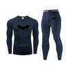 Mens Quick-Dry Sport Set Long Sleeve Top Pants Compression Fitness Wear Running Gym Cycling