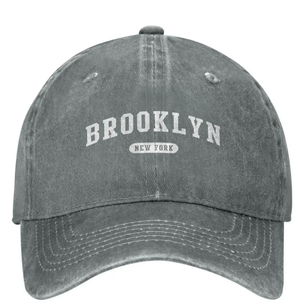 Brooklyn White Letter Print Denim Baseball Cap Outdoor Gym Hip Hop Hats Summer Unisex Unisex yk Retro Design Baseball Caps