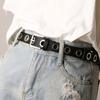 Women Thin Pants Belt Metal Buckle Faux Leather Waistband Adjustable Length Multi Holes Design Jeans Belt