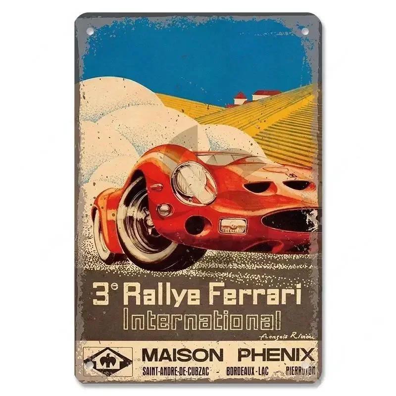 Metal Tin Signs Racing Car Plaque Metal Poster F1 Racetrack Nostalgic Vintage Metal Wall Art Decor for Garage Racing Club Home