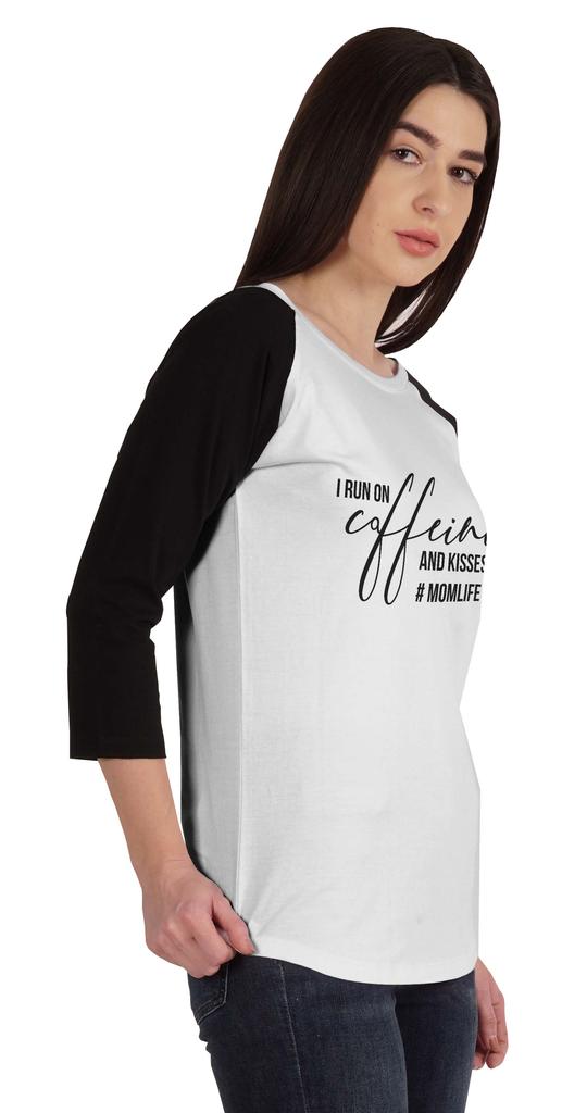 Inkmeso Футболка с принтом «Я бегу на кофеине и поцелуях» #Momlife для женщин