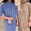 Summer Casual Long Knee Split Short Sleeve Nightgown Women's Plus Size Loose Straight T-Shirt Dress