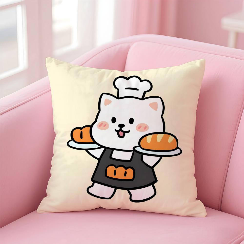 Bakery Animal Cartoon Collection Cushion Cover Linen Pillowcase Cover Soft Decor for Sofa Home Room