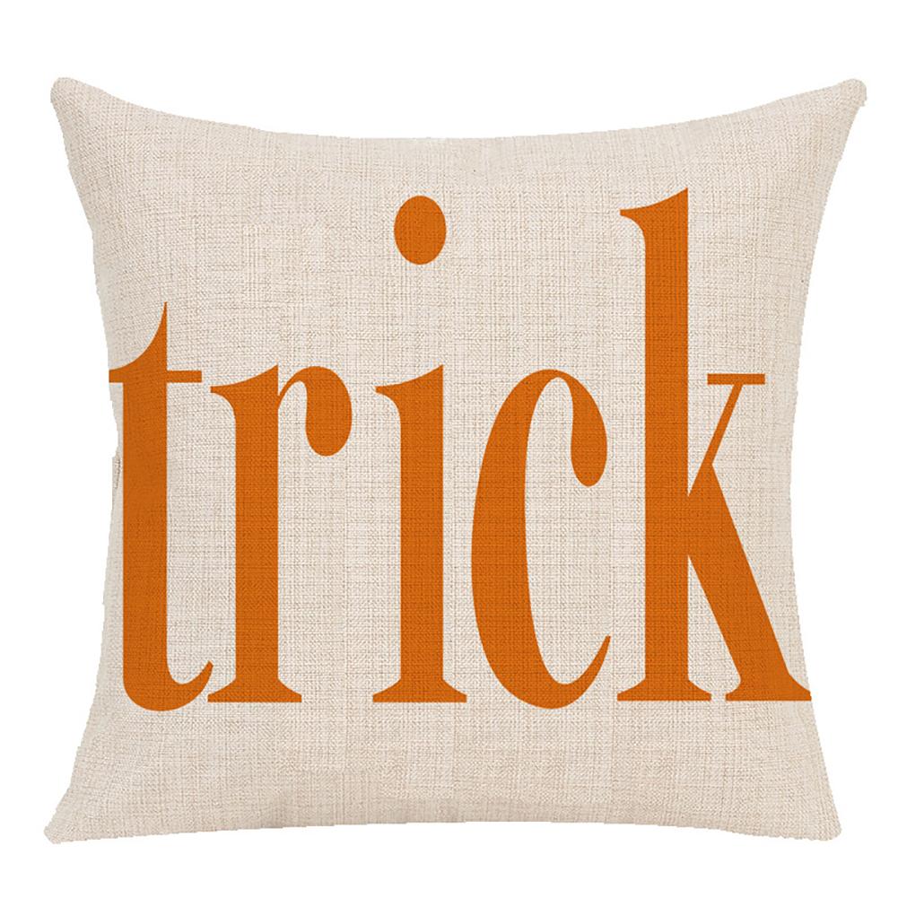 Pillow Case Halloween Pumpkin Trick or Treat Letters Decoration Flax Sofa Cushion Pillow Case Cover