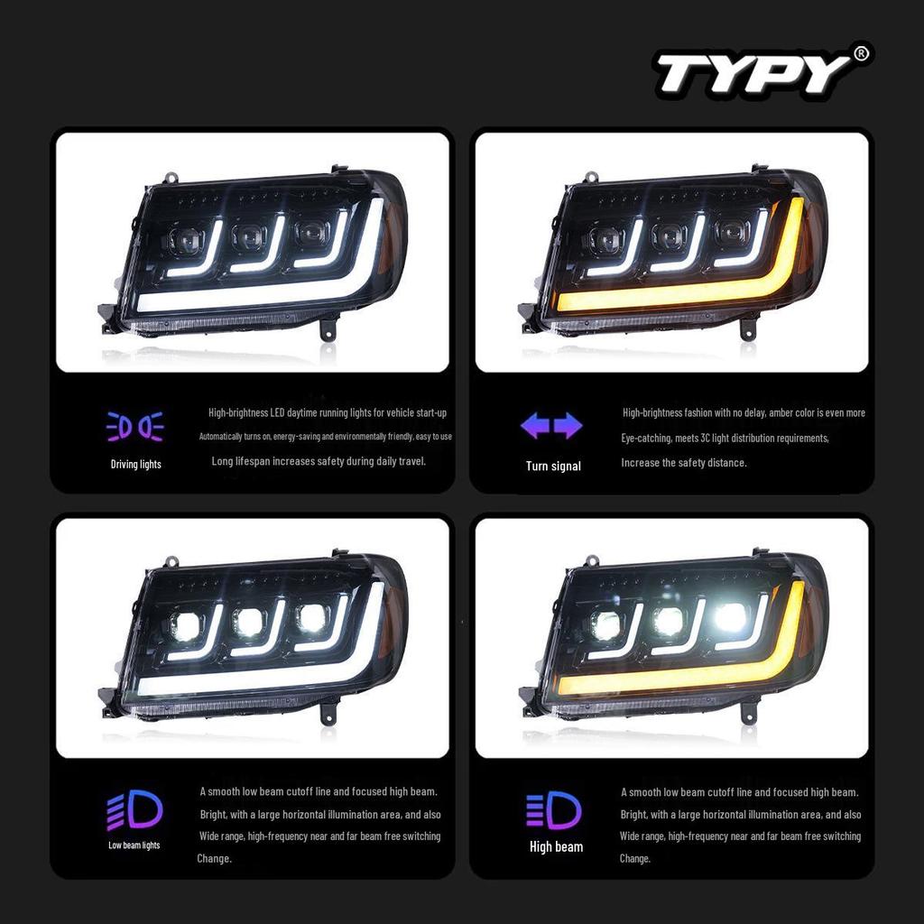 Светодиодная светодиодная фара указателя поворота с динамическим потоком для Toyota Land Cruiser LC100 98-07