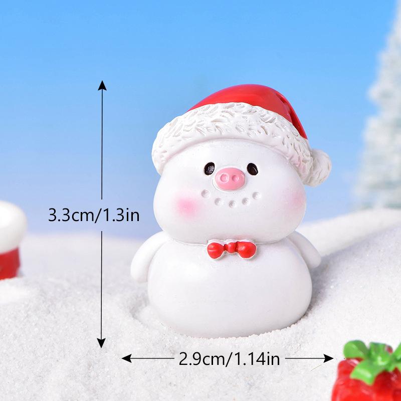 Mini Christmas Snowman Santa Hat Cartoon Animals Micro Landscaping Ornaments Resin Car Ornaments Christmas Decoration Gifts