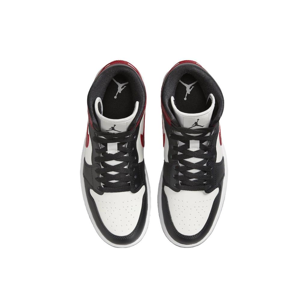Air Jordan 1 Mid Black Toe Women Sneakers Red Sail Off-Noir BQ6472-160