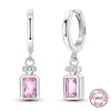 Purple Zircon Hoop Earrings 925 Silver U-shaped Liquid Metal Love Heart Fashion Earrings For Women Jewelry