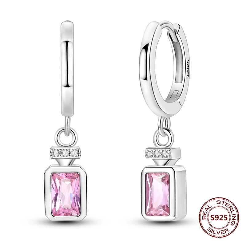 Purple Zircon Hoop Earrings 925 Silver U-shaped Liquid Metal Love Heart Fashion Earrings For Women Jewelry