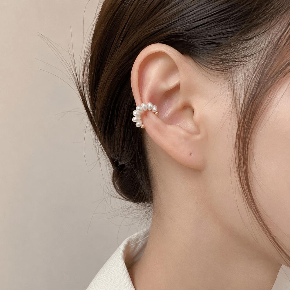 Golded C-shaped Ear Clip Imitation Pearl Gold Jewelry Elegant C Shape Ear Cuff  Jewelry