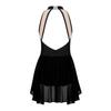 Kids Girls Elegant Chiffon Dress Sleeveless Stand Collar Backless Rhinestone Floral Stage Costume