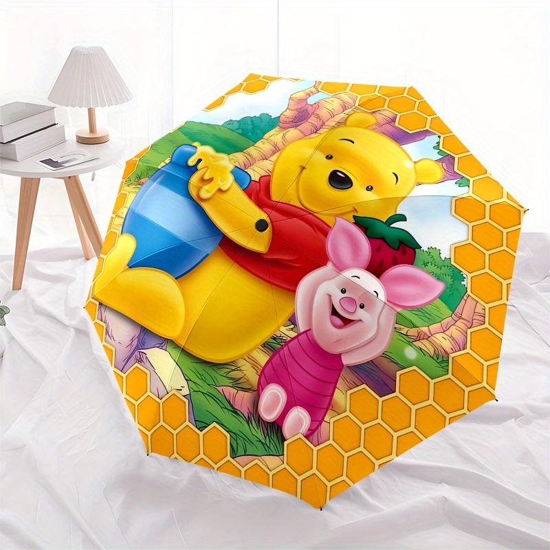 Winnie the Pooh,Piglet Fashion Umbrella, Automatic Opening and Closing Cartoon Design, Iron Ribs and Handle, 8 Ribs, Suitable for All Occasi