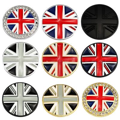 Горячая Распродажа Автомобильный Значок Флага Великобритании Union Jack, Круглая Металлическая Наклейка 3D с Окантовкой из Страз, Декор Автомобиля