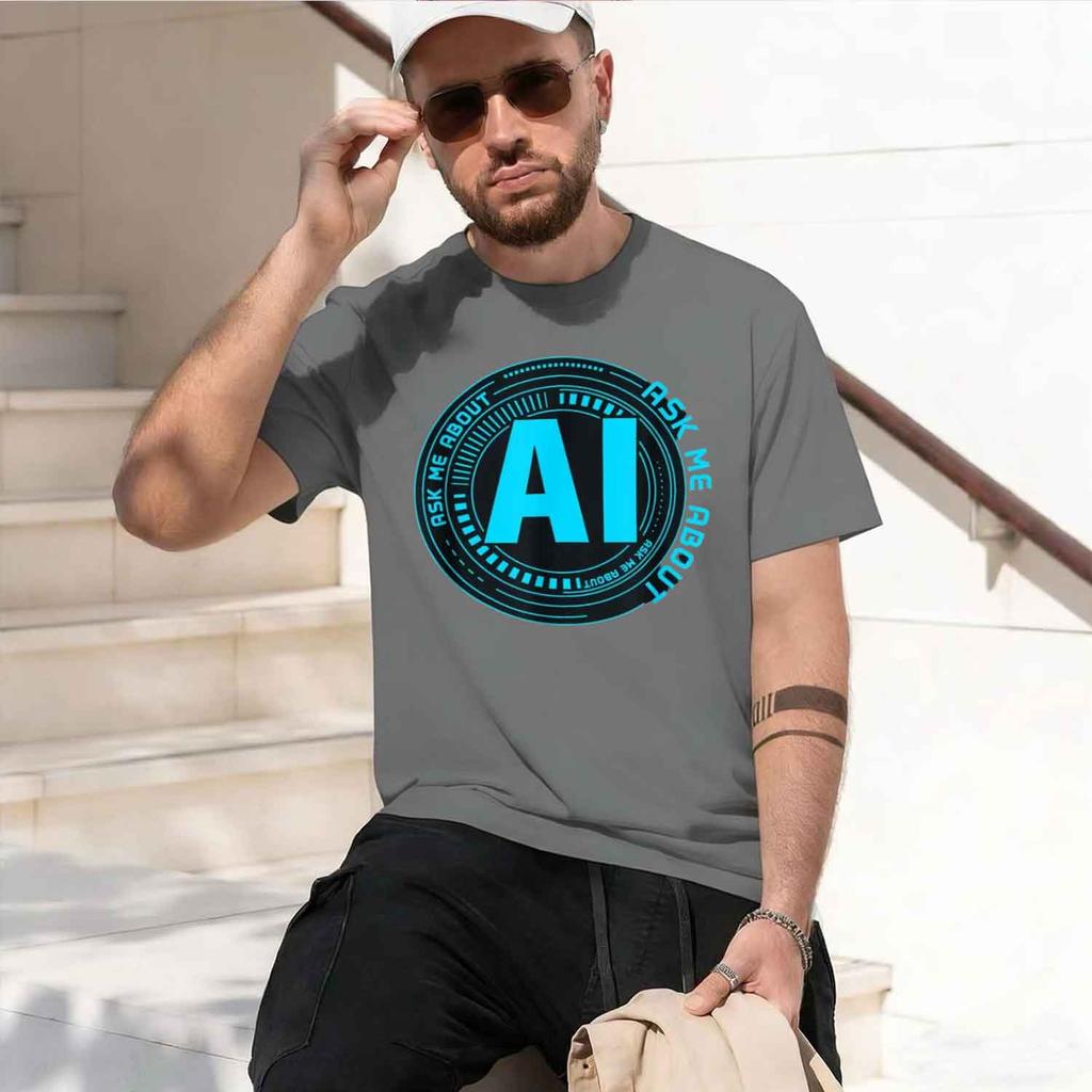 Ask Me About Ai Ifial Intelligence Tshirt Unisex Summer Streetwear Custom Printed Grh Tshirts Camisetas 2026 New Model Short