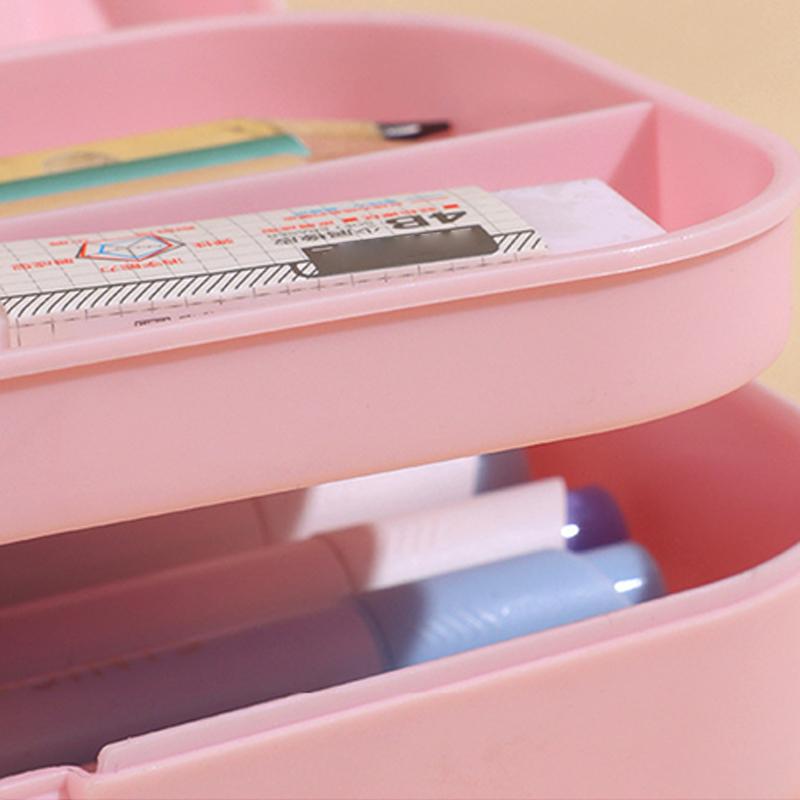 Kawaii Morandi Simple Pencil Case Student Большая вместимость Двухслойный пенал Мультяшный канцелярский органайзер Школьные принадлежности