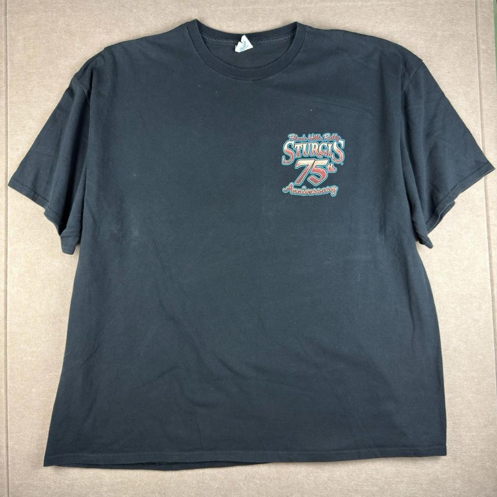 Sturgis 75th Rally T-Shirt Men XXL Black 2015 Motorcycle Mt Rushmore USA