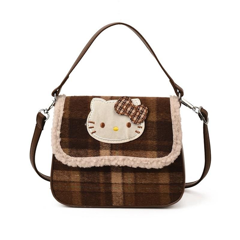 Vintage Hello Kitty Pattern Pu Crossbody Bag With Padded Straps For Men And Women