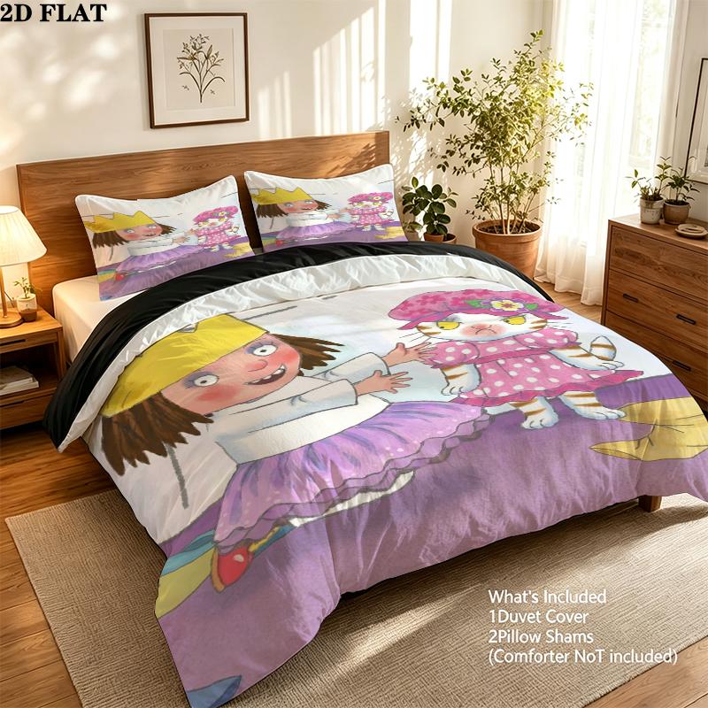 Kleine Prinzessin Pattern Bedding uilt Set uilt Cover Pillowcase Home Decoration Birthday Gift (1 * duvet cover + 2 * pillowcase without core)