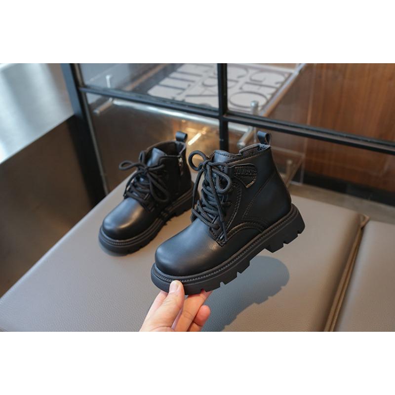 Осенняя мода ретро детские ботинки мальчики и девочки короткие ботинки нескользящие кожаные ботинки одинарные ботинки