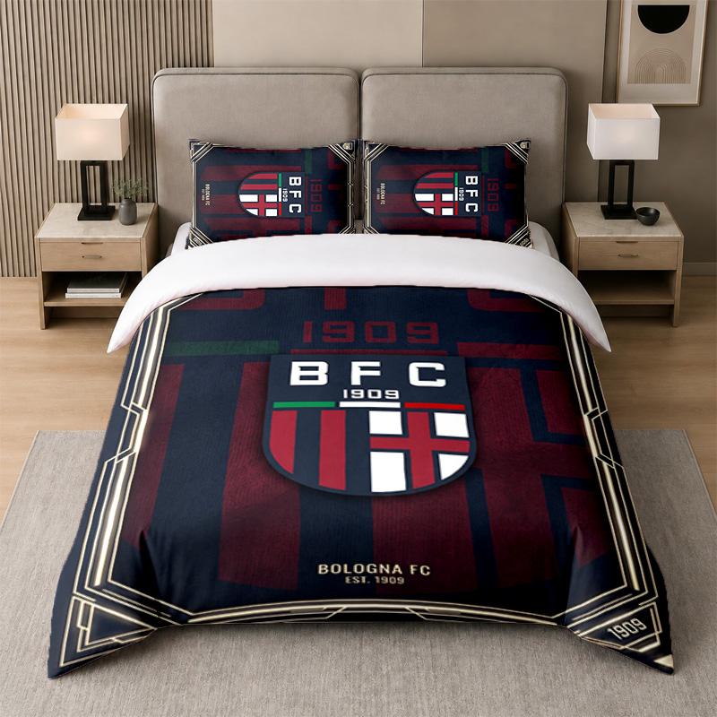 3Pcs Bedding SetBologna FC Soft Bed Sheet and Two Pillowcases Home Bedroom Decor
