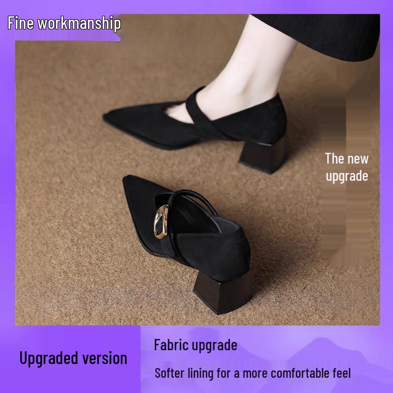 Французские ретро туфли Мэри Джейн на высоком каблуке - Изысканный стиль Весна/Осень 2025 для женщин с острым носком, идеально подходят к юбкам.