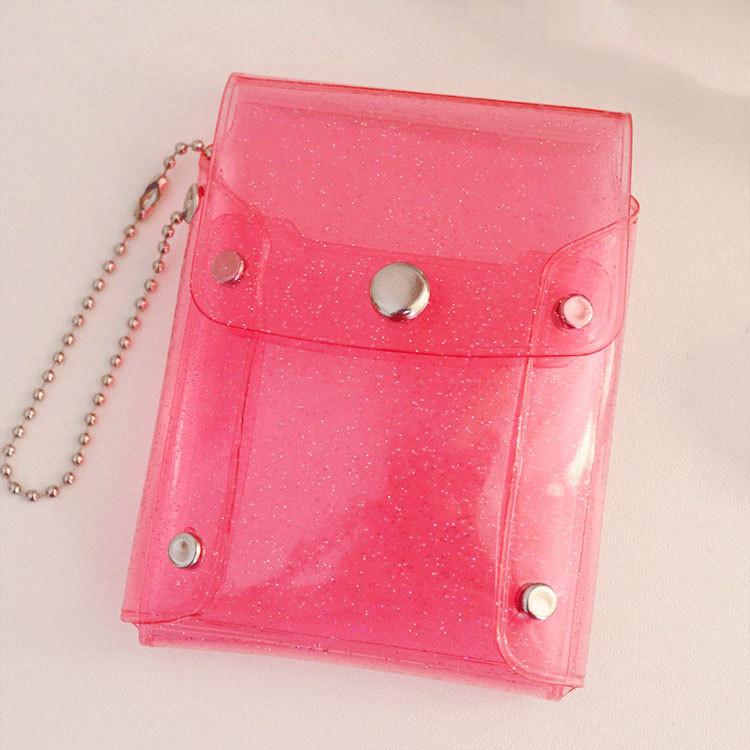 Cute Sequins Transparent Coin Purse Lipstick Bag Girl Kawaii Pink Key Chain Wallets Card Holder Fashion Hasp Clear Pvc Mini Bags
