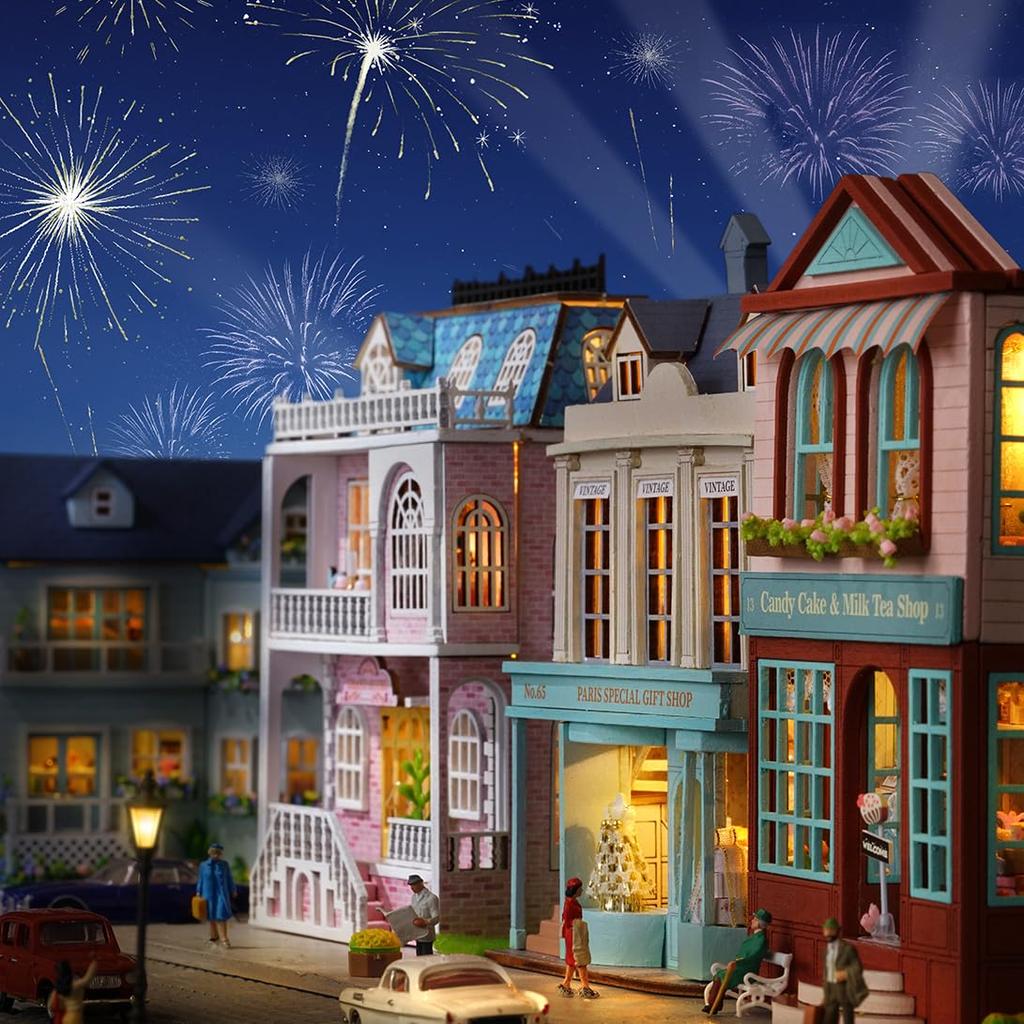 CUTEROOM Миниатюрный кукольный домик Деревянный набор для детей DIY Игрушка Магазин сладостей, тортов и молочного чая Идеальный подарок (D013)