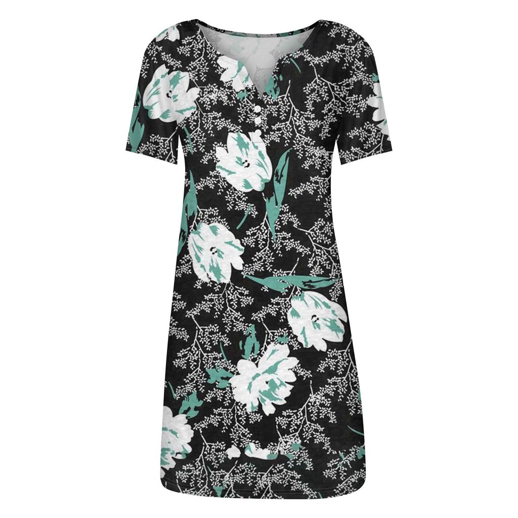 Женская мода повседневное платье с принтом и лацканами с коротким рукавом и ремнями