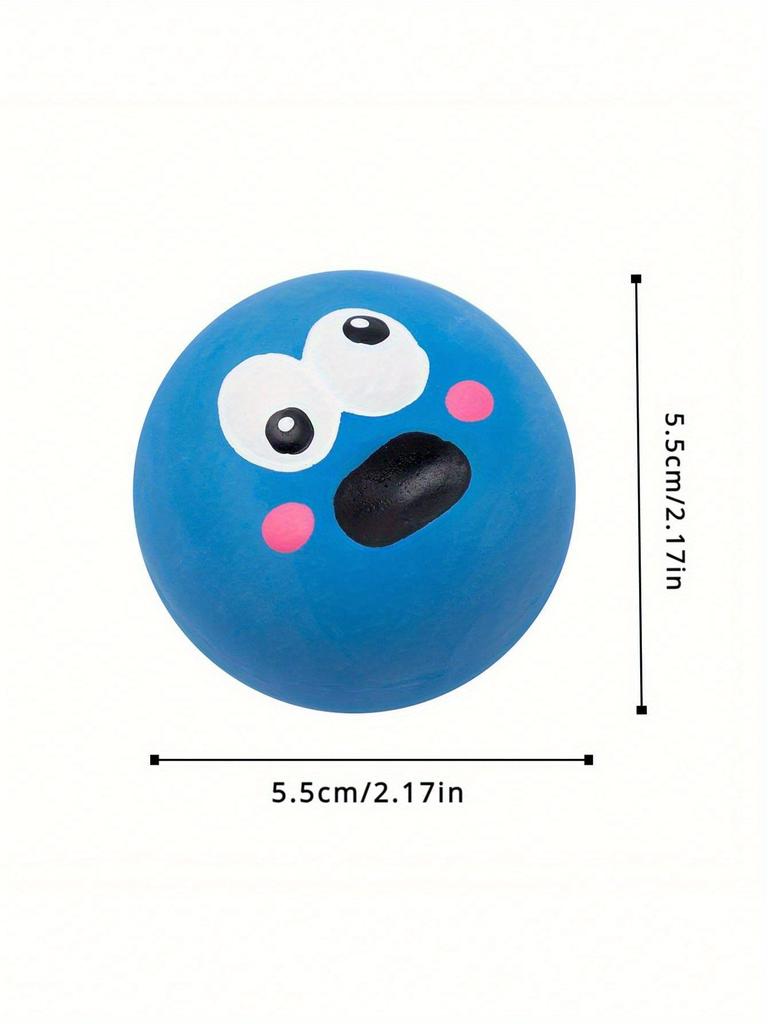 [Для собаки маленькой породы] 1/3 шт. Звуковая игрушка для собаки с милым дизайном больших глаз, Прочный резиновый жевательный мяч для питомца для чистки и шлифовки зубов со скрипучей собакой