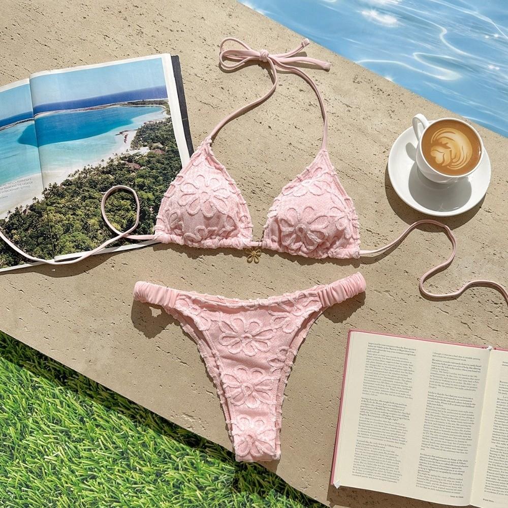 Two-Piece Halter Bikini Set Flower Summer Beachwear Fashion Ladies' Swimwear Brazilian Style