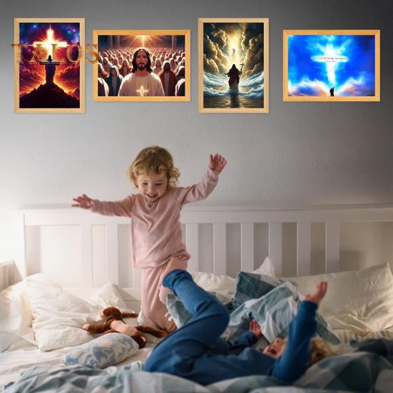 Иисус лампа светодиодная рамка Христос свет мягкий свет затемняемая картина Иисус ночник освещенный церковный светильник декор